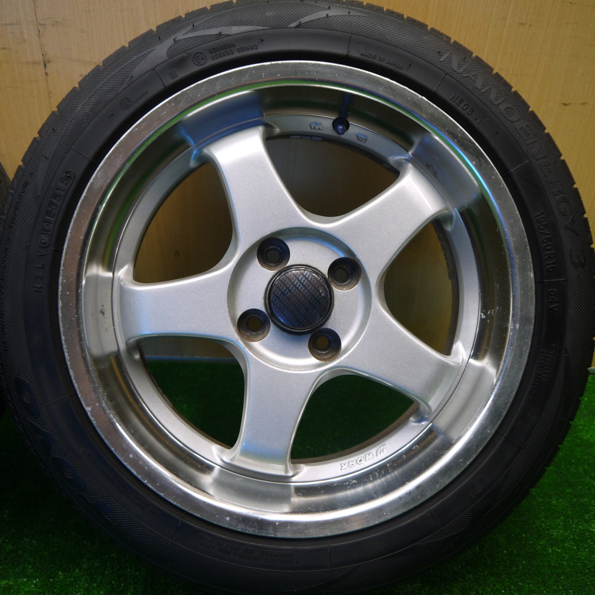 バリ溝!9.5分!2本★WORK MEISTER S1 195/50R16 トーヨー ナノエナジー3 ワーク マイスター 16インチ PCD100/4H★5100803Hノ
