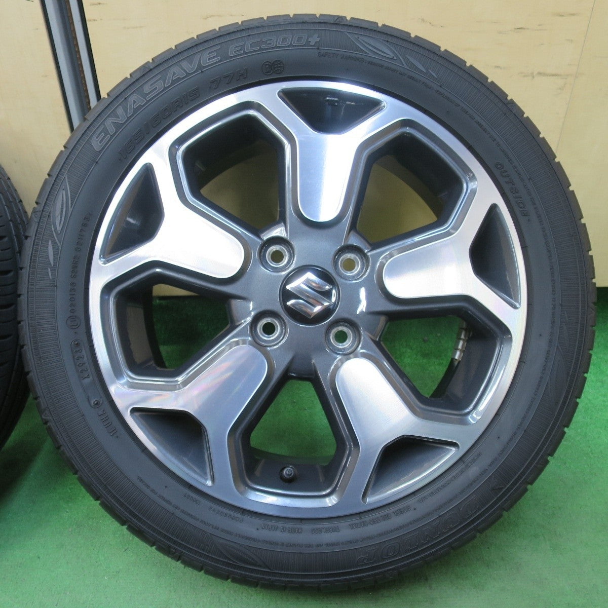 バリ溝 23年 綺麗 9.5分★スズキ MR52S ハスラー Xターボ 純正 165/60R15 ダンロップ エナセーブ EC300+ PCD100/4H★5040712イノ