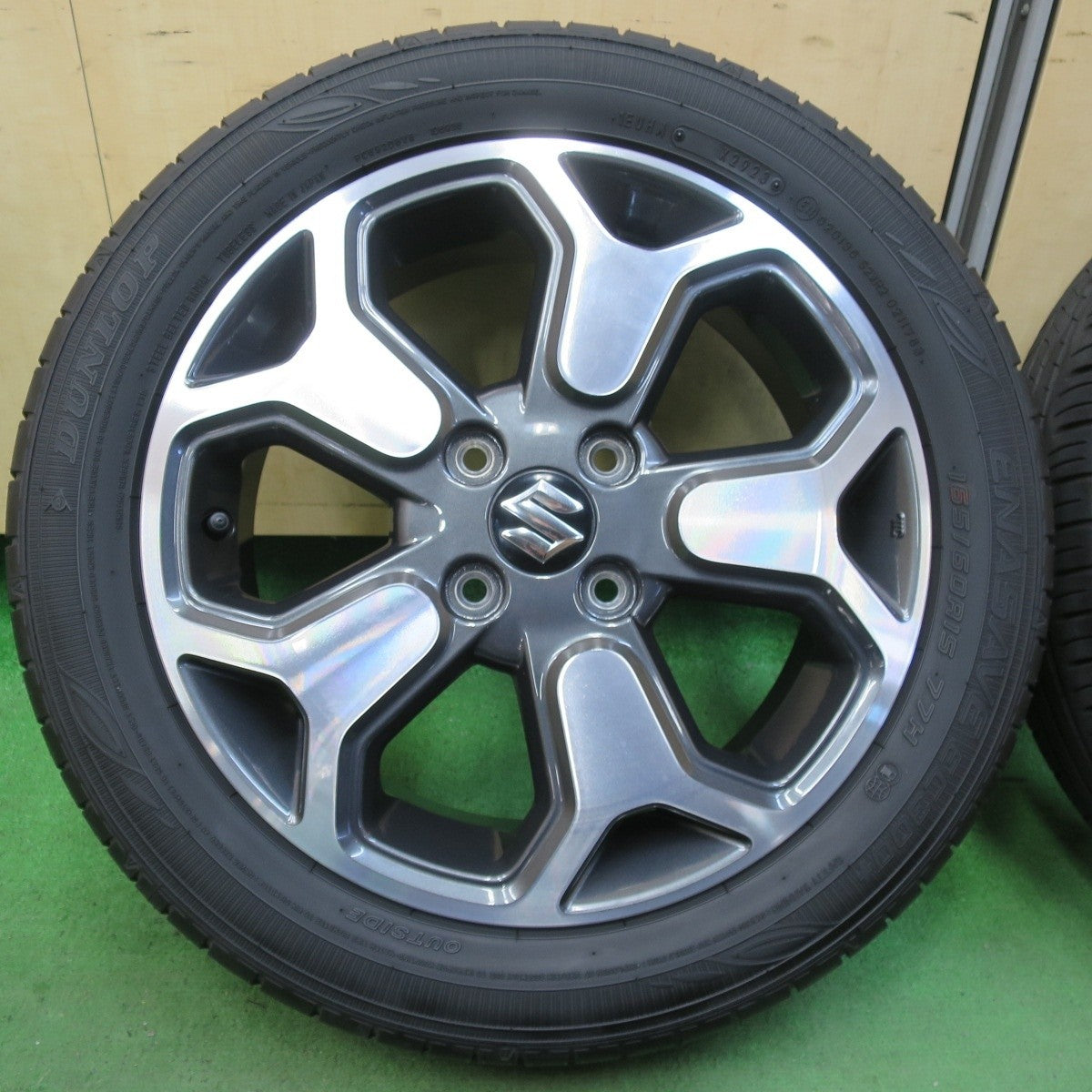 バリ溝 23年 綺麗 9.5分★スズキ MR52S ハスラー Xターボ 純正 165/60R15 ダンロップ エナセーブ EC300+ PCD100/4H★5040712イノ