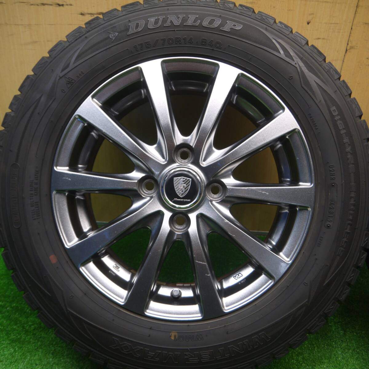 バリ溝!8.5分★スタッドレス 175/70R14 ダンロップ ウインターマックス WM01 MANARAY SPORT マナレイ PCD100/4H★4092413Hス