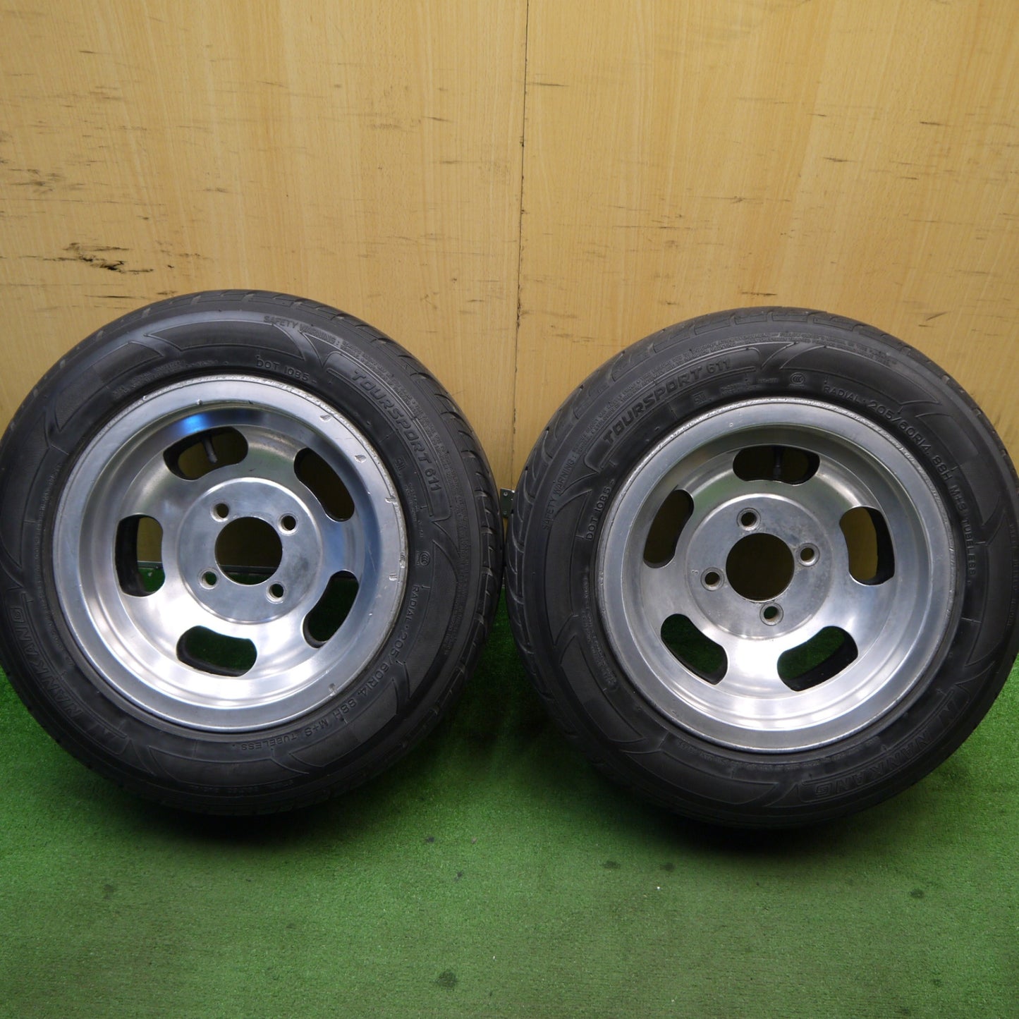 バリ溝!9分!2本★旧車 ASAHI AHP DISH 205/60R14 ナンカン TOURSPORT 611 アサヒ ディッシュ 14インチ PCD114.3/4H★5051303Hノ
