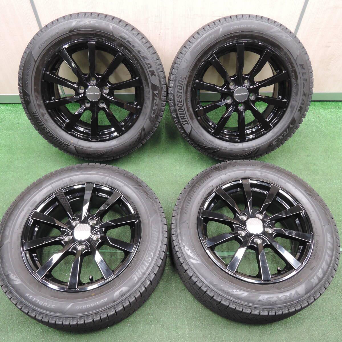 バリ溝 21年 9.5分★ワーゲン アウディ 等 205/60R16 VRX3 スタッドレス ブリヂストン ブリザック EUROTECH 112/5★3121308TNス
