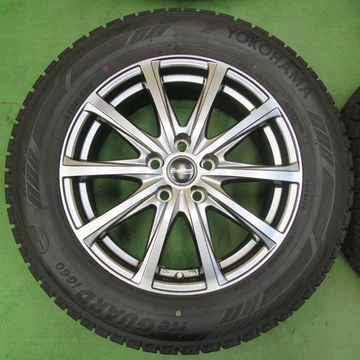 バリ溝!22年!キレイ!9.5分以上★スタッドレス 225/60R17 ヨコハマ アイスガード iG60 EuroSpeed MANARAY SPORT ユーロスピード マナレイ 17インチ PCD114.3/5H★5051008イス