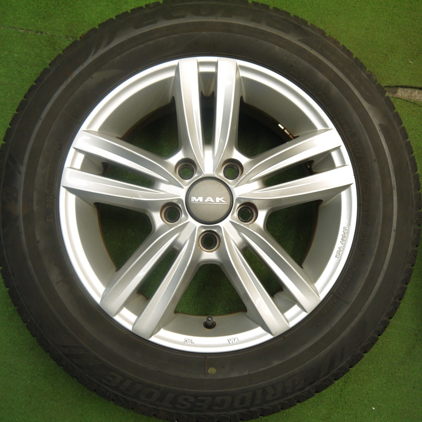 バリ溝!9.5分★ワーゲン 等 MAK SACHSEN 195/65R15 ブリヂストン エコピア NH100 ザクセン 15インチ PCD112/5H★5051401Hノ