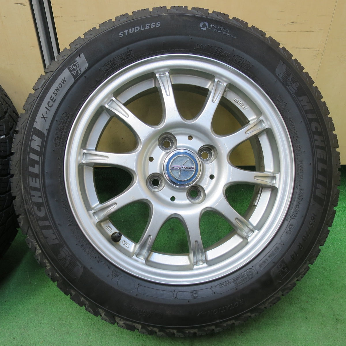 バリ溝!21年!ほぼ10分★スタッドレス 165/70R14 ミシュラン X-ICE SNOW BLUE・NESS BN/1 ブルーネス 14インチ PCD100/4H★5051205イス