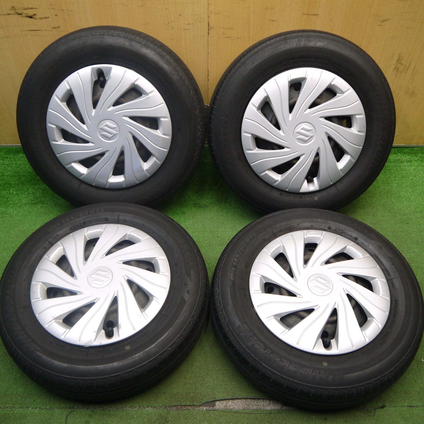 4本価格★スズキ アルト 純正 スチール 145/80R13 ブリヂストン ネクストリー エコピア 13インチ PCD100/4H★5051404Hノ