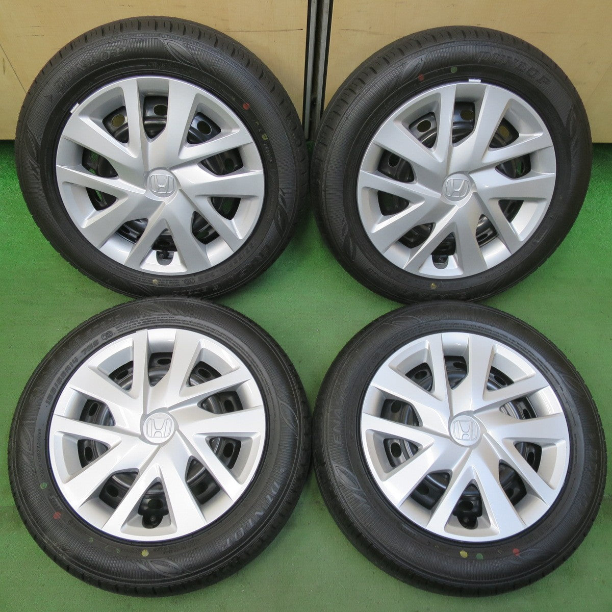 新車外し!21年★ホンダ JF N-BOX 純正 スチール 155/65R14 ダンロップ エナセーブ EC300 14インチ Nボックス NBOX PCD100/4H★5100608イノ