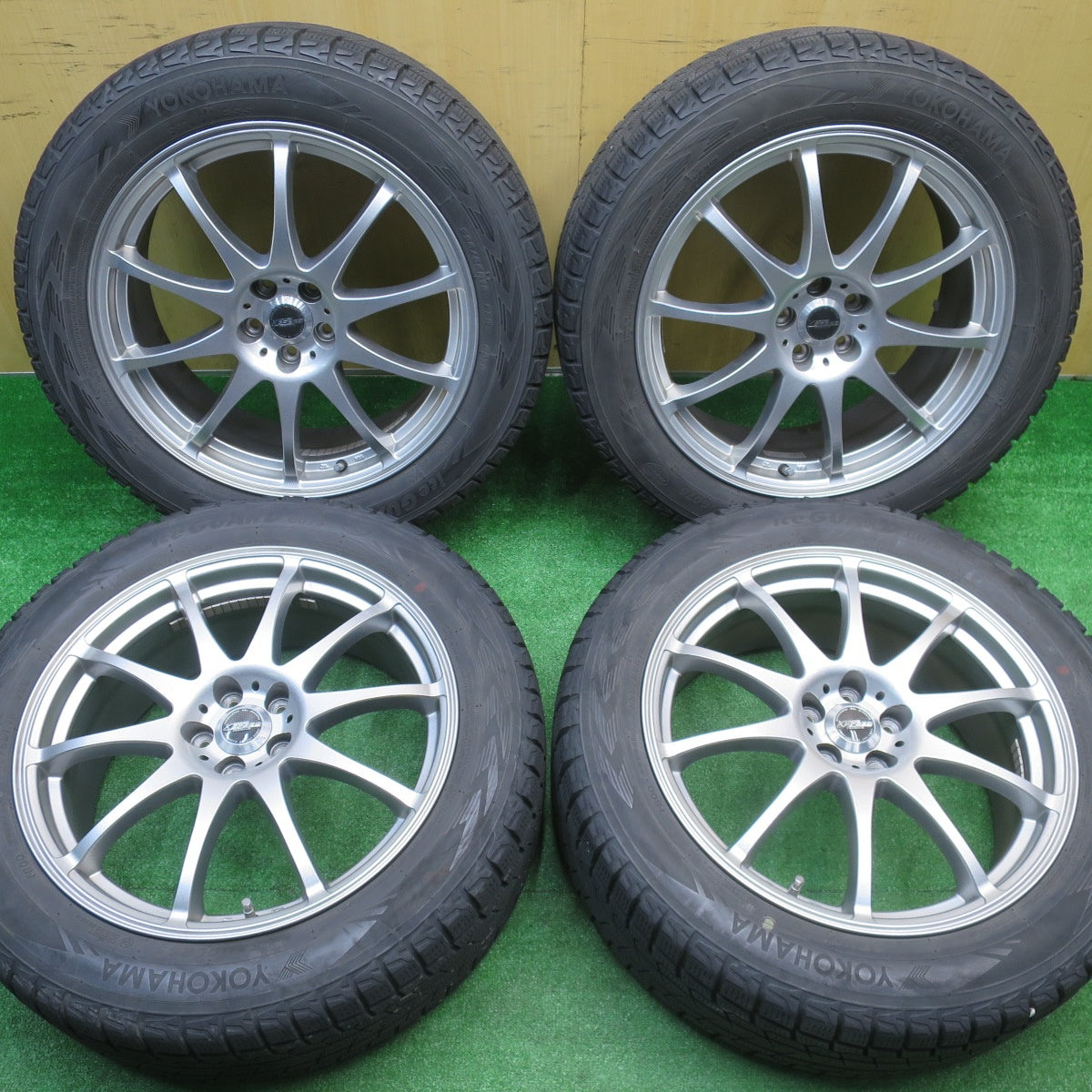 バリ溝!キレイ!9.5分★XV フォレスター 等 225/55R18 スタッドレス ヨコハマ アイスガード G075 X CROSS SPEED PREMIUM クロススピード 18インチ PCD100/5H★5102808NJス