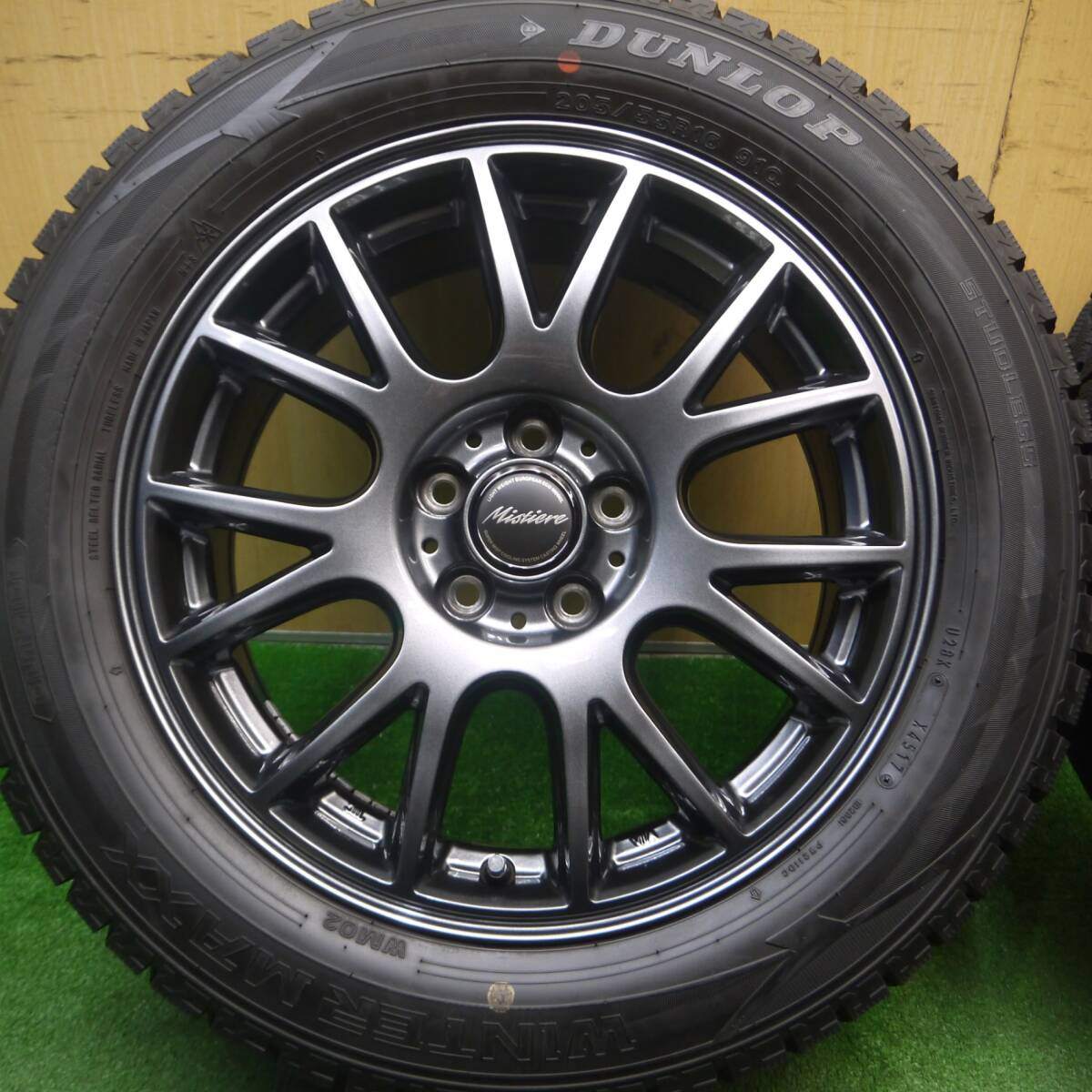 バリ溝!キレイ!9.5分以上★86 BRZ 等 205/55R16 スタッドレス ダンロップ ウインターマックス WM02 Mistiere ミスティーレ 16インチ PCD100/5H★5021712Hス