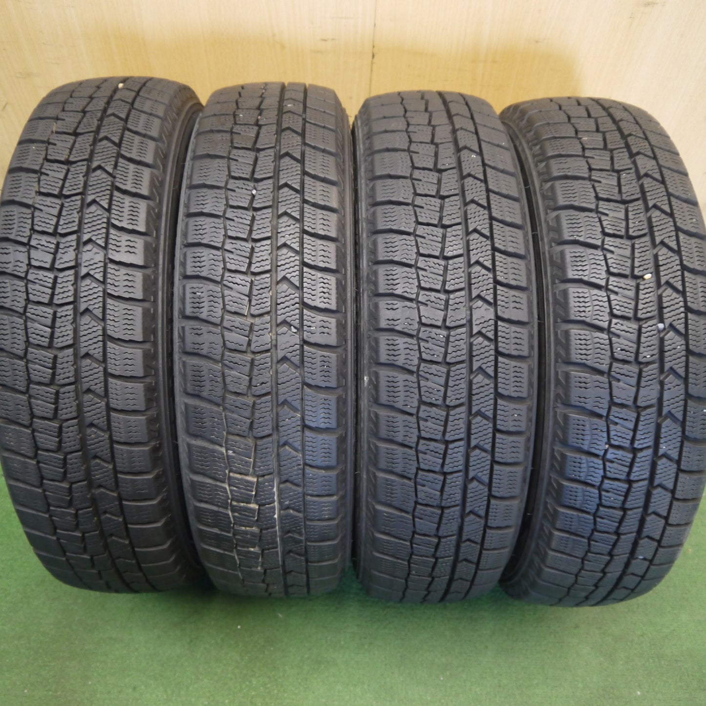 バリ溝!22年!8.5分◎スタッドレス 155/65R14 ダンロップ ウインターマックス WM02 BALMINUM VR5 バルミナ 14インチ PCD100/4H◎6082101Hス
