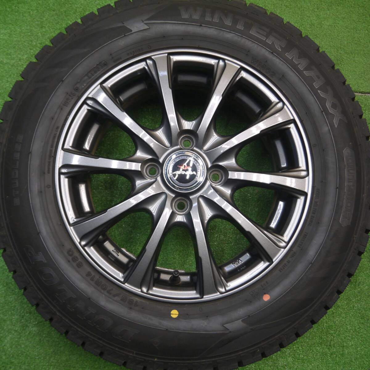バリ溝!23年!キレイ!9.5分★スタッドレス 185/70R14 ダンロップ ウインターマックス WM02 AIRNOVA SB10 エアノヴァ 14インチ PCD100/4H★4120403Hス