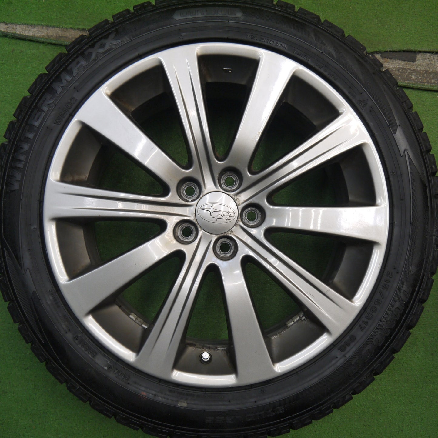 バリ溝!21年!9.5分★スバル レガシィ 純正 215/50R17 スタッドレス ダンロップ ウインターマックス WM02 17インチ PCD100/5H★5061703Hス
