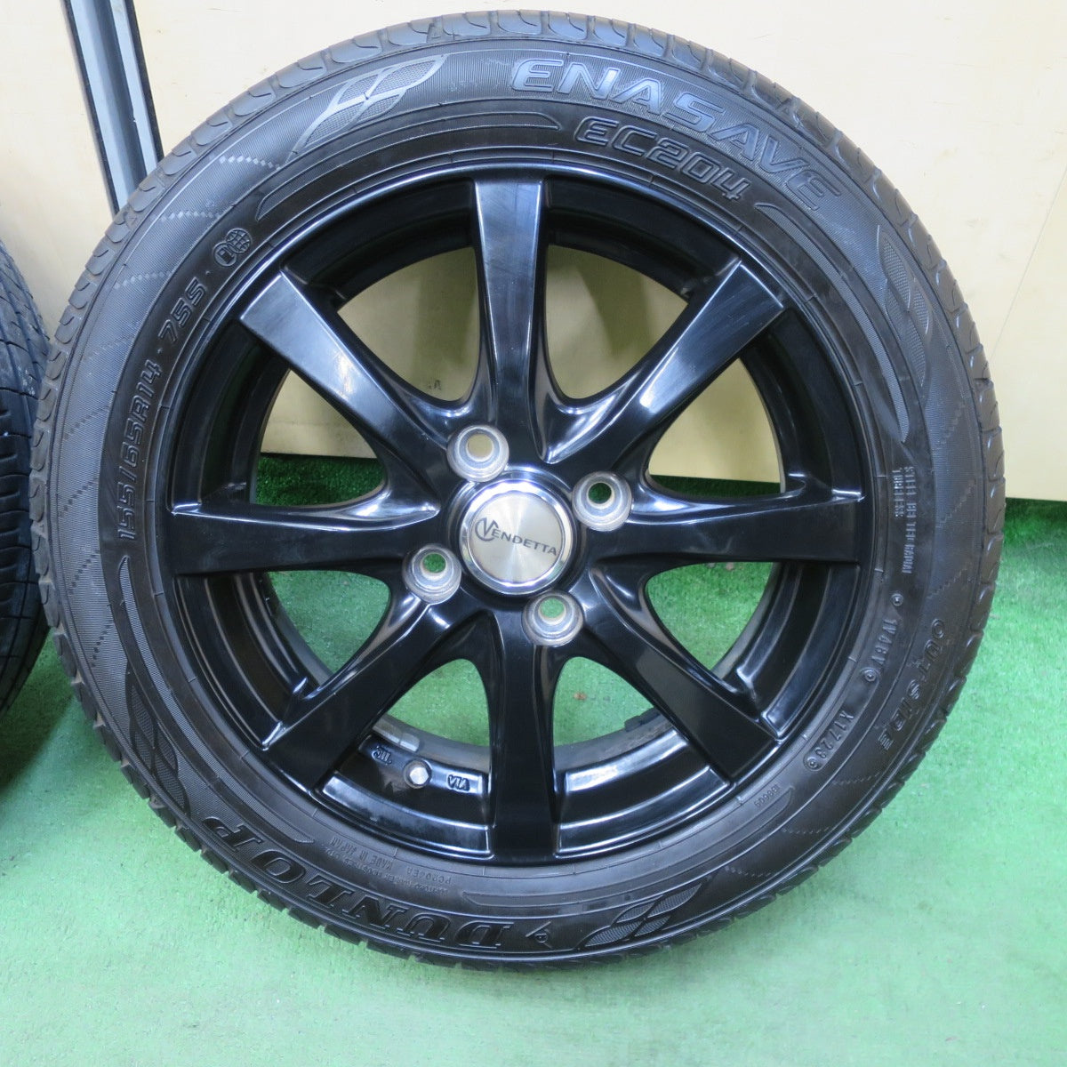 キレイ!23年★155/65R14 ダンロップ エナセーブ EC204 VENDETTA ベンデッタ 14インチ PCD100/4H★5092603TTノ