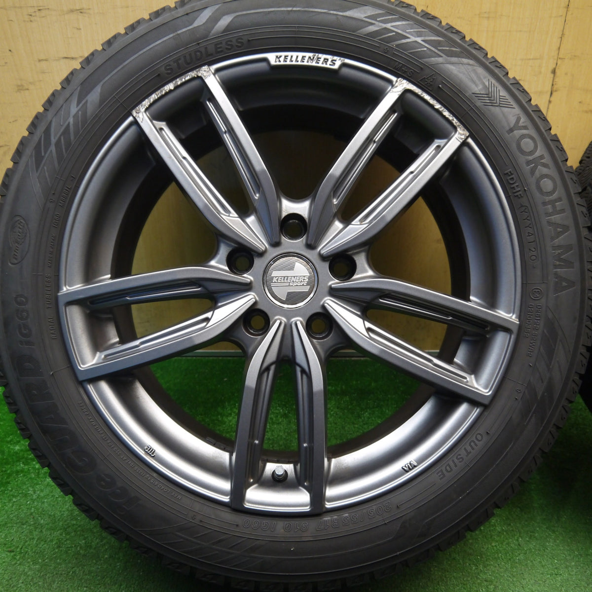 バリ溝!キレイ!9分★BMW MINI 等 Kelleners sport Jr GF5 205/55R17 スタッドレス ヨコハマ アイスガード iG60 ケレナーズ スポーツ ジュニア 17インチ PCD112/5H★6012605Hス