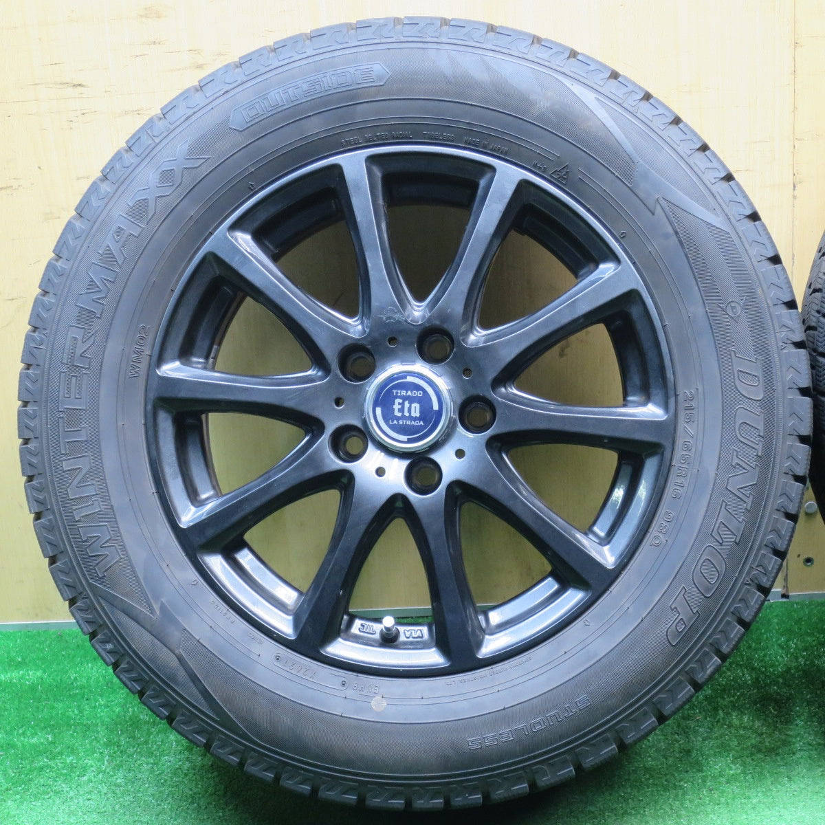 バリ溝!9分★スタッドレス 215/65R16 ダンロップ ウインターマックス WM02 TIRADO Eta LA STRADA ティラード ラストラーダ 16インチ PCD114.3/5H★5122507NJス