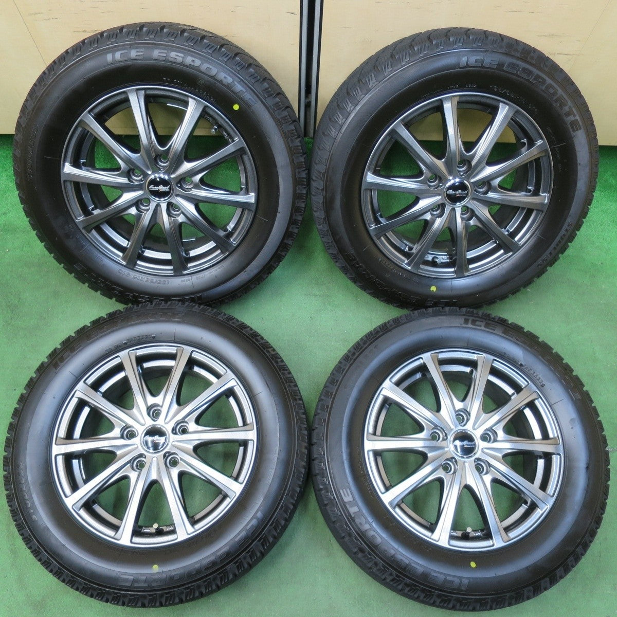 超バリ溝!22年!キレイ!ほぼ10分★スタッドレス 195/65R15 アイスエスポルテ EuroSpeed MANARAY SPORT ユーロスピード 15インチ PCD114.3/5H★5012909イス