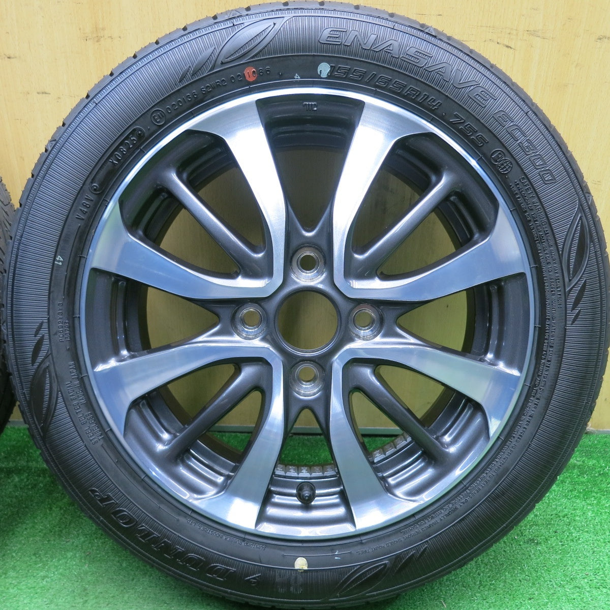 新車外し!25年★ホンダ N-BOX カスタム 純正 155/65R14 ダンロップ エナセーブ EC300 14インチ Nボックス PCD100/4H★5052303HAノ