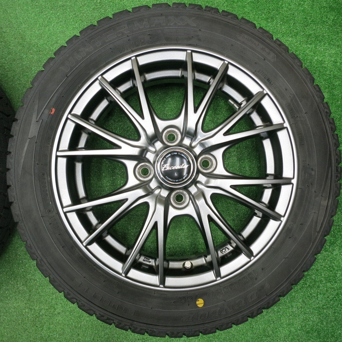 21年!★スタッドレス 155/65R14 ダンロップ ウインターマックス WM02 Exceeder エクシーダー 14インチ PCD100/4H★4121104NJス