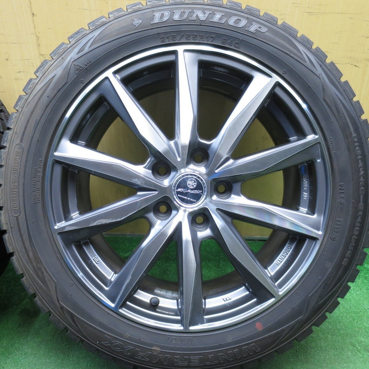 バリ溝!キレイ!9.5分以上★スタッドレス 215/55R17 ダンロップ ウインターマックス WM01 SMACK ENKEI スマック エンケイ 17インチ PCD114.3/5H★5031014Hス