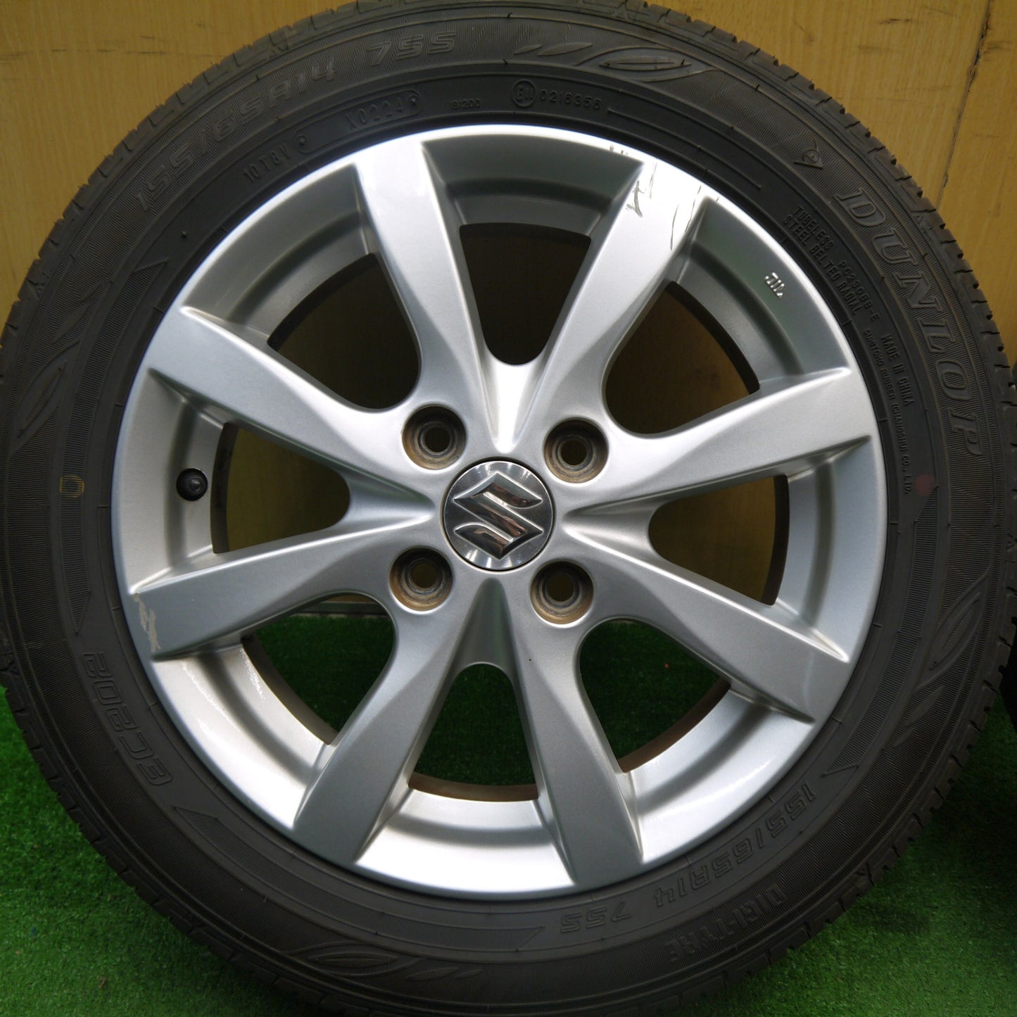4本価格!24年★スズキ ワゴンR 純正 155/65R14 ダンロップ EC202 14インチ PCD100/4H★5033108Hノ