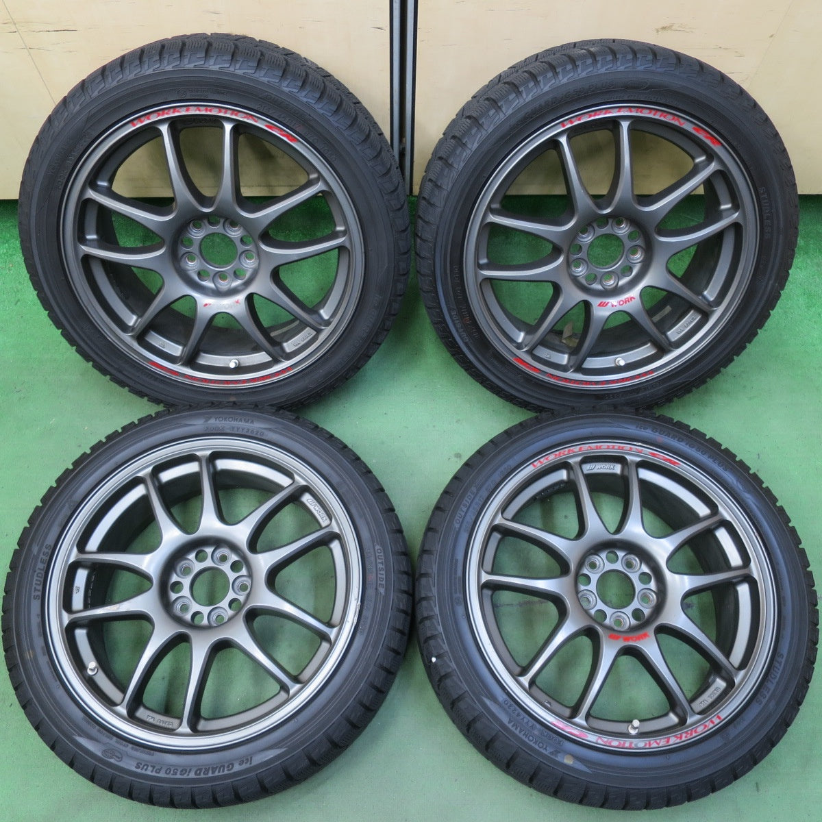 バリ溝!9.5分★86 BRZ プリウス 等 WORK EMOTION CR KAI 215/45R17 スタッドレス ヨコハマ アイスガード iG50 プラス ワーク エモーション PCD100/5H★5052201イス