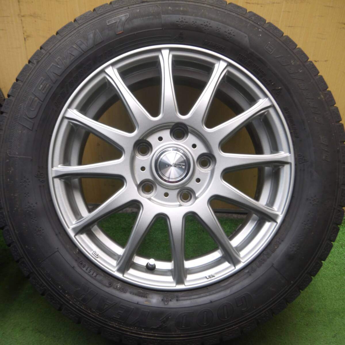 キレイ★スタッドレス 195/65R15 グッドイヤー アイスナビ7 ravrion LUMIERE ラブリオン 15インチ PCD114.3/5H★4072314Hス