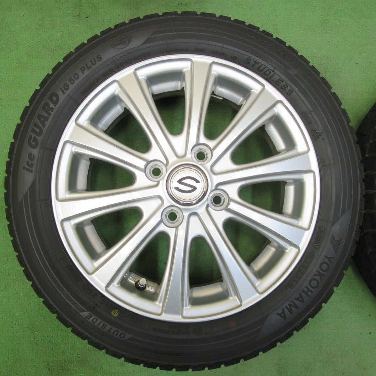バリ溝!9分★スタッドレス 155/65R14 ヨコハマ アイスガード iG50 プラス 社外 アルミ 14インチ PCD100/4H★5022712イス