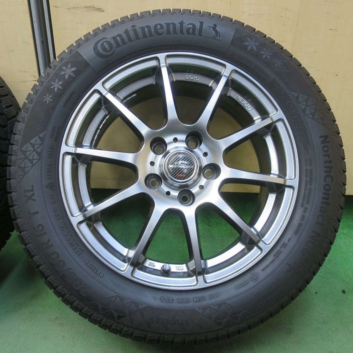 バリ溝!23年!キレイ!9分◎スタッドレス 205/60R16 コンチネンタル ノースコンタクト NC6 SCHNEIDER ATECH シュナイダー 16インチ PCD114.3/5H◎6102003イス