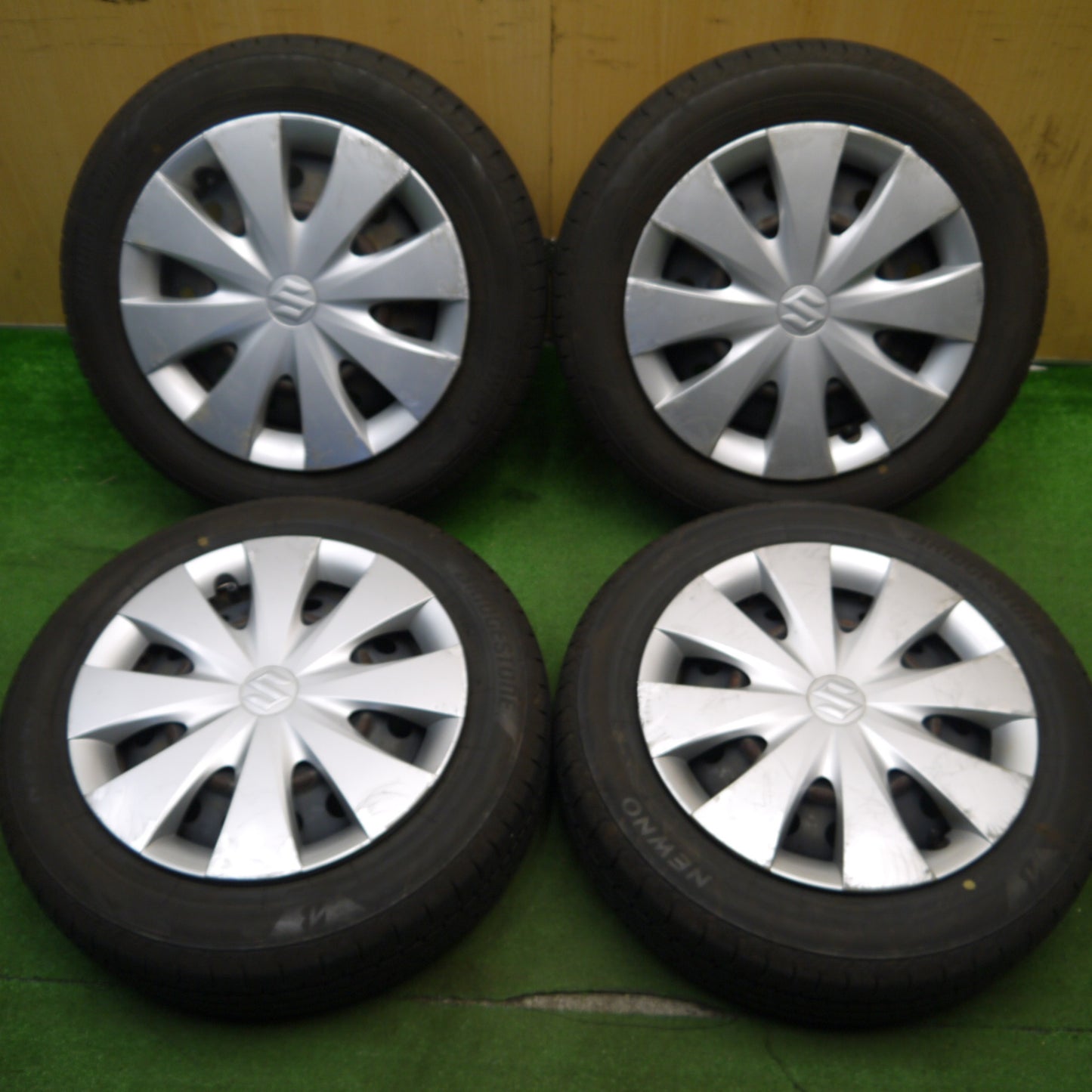 バリ溝!24年!ほぼ10分★スズキ スペーシア 純正 スチール 155/65R14 ブリヂストン NEWNO ニューノ 14インチ PCD100/4H★5041404Hノ