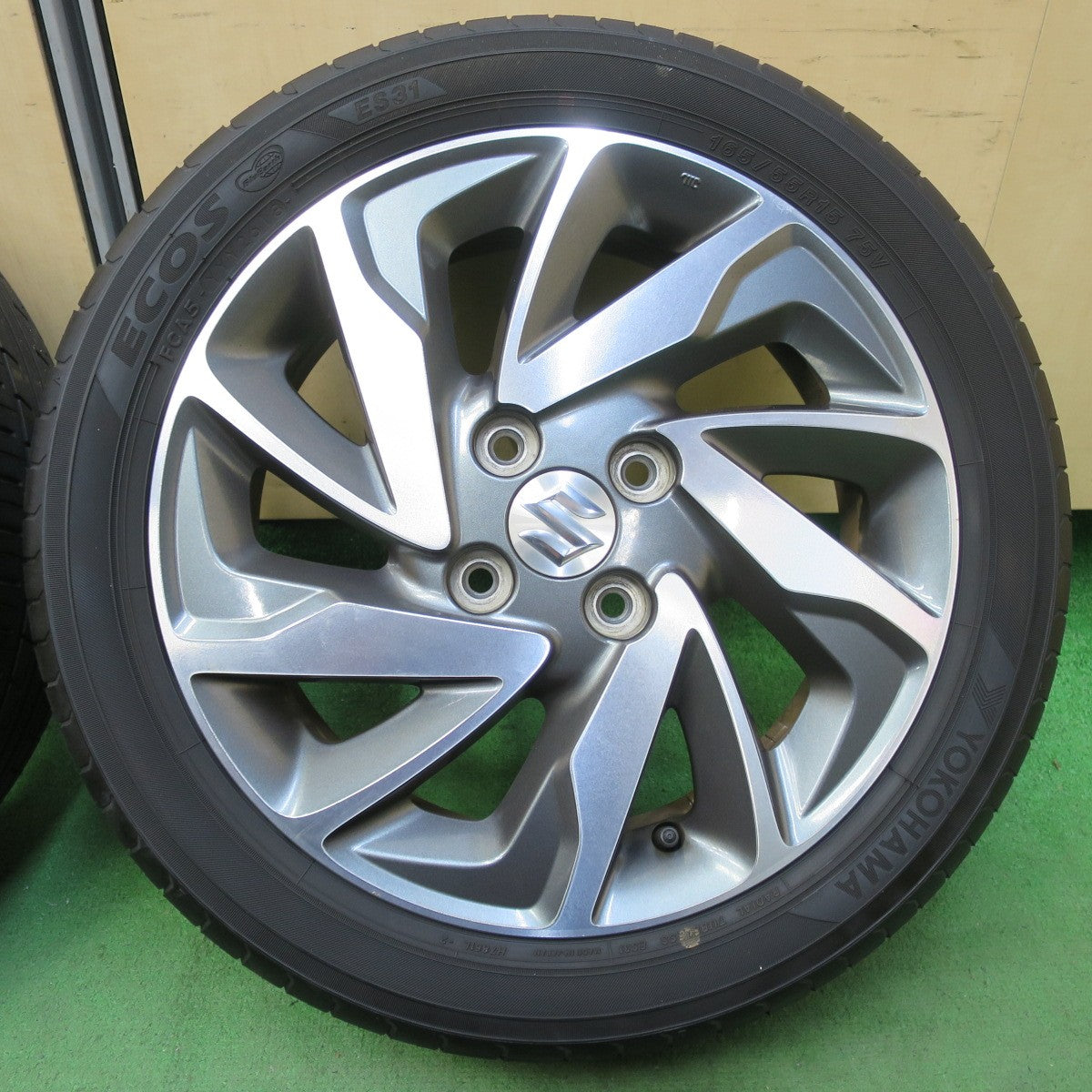 キレイ★スズキ スペーシア カスタム 純正 165/55R15 ヨコハマ エコス ES31 15インチ PCD100/4H★5052908イノ