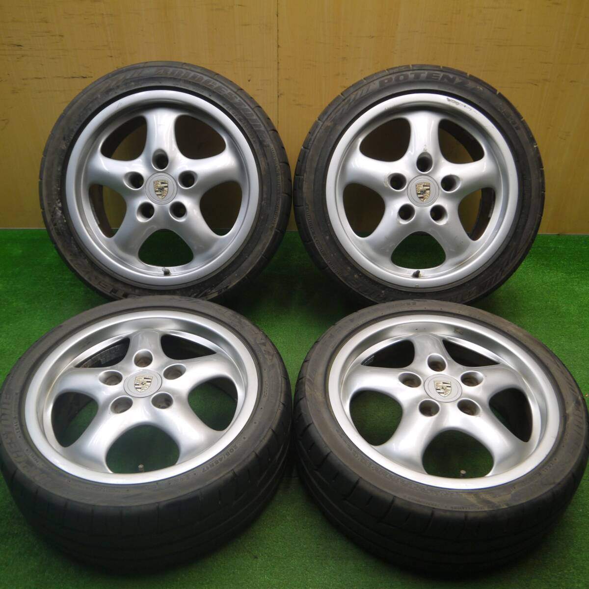 バリ溝!9分★ポルシェ 911 純正 205/45R17 255/40R17 ブリヂストン ポテンザ RE-11 17インチ PCD130/5H★4121802Hノ