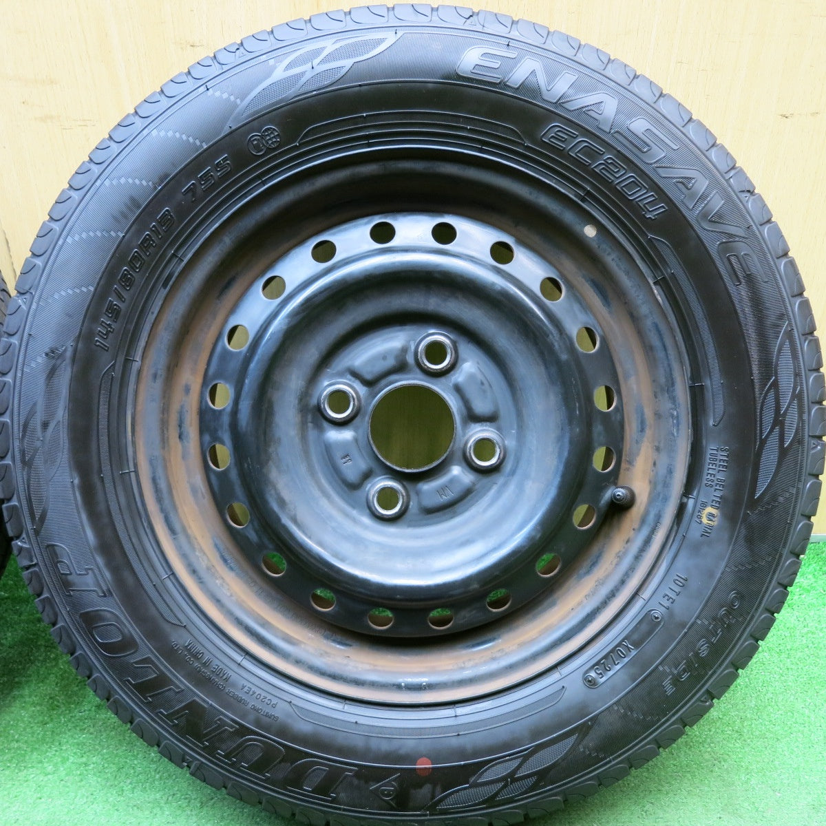ほぼ未使用!25年★145/80R13 ダンロップ エナセーブ EC204 スチール ホイール 13インチ PCD100/4H★5083006HAノ