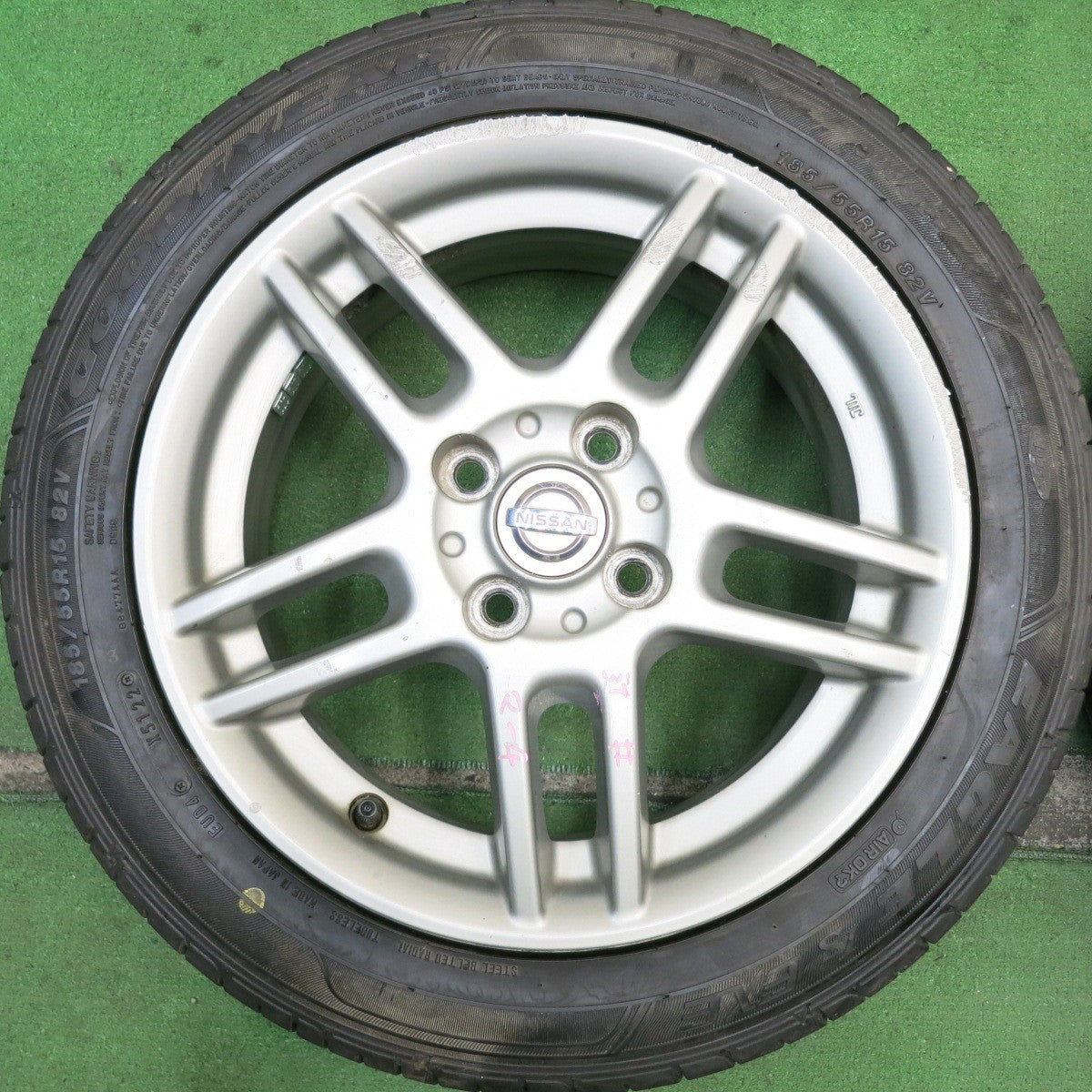 バリ溝!23年!9.5分★日産 K12 マーチ 12SR 純正 ENKEI 185/55R15 グッドイヤー イーグル LS EXE 15インチ PCD100/4H★5061302HAノ