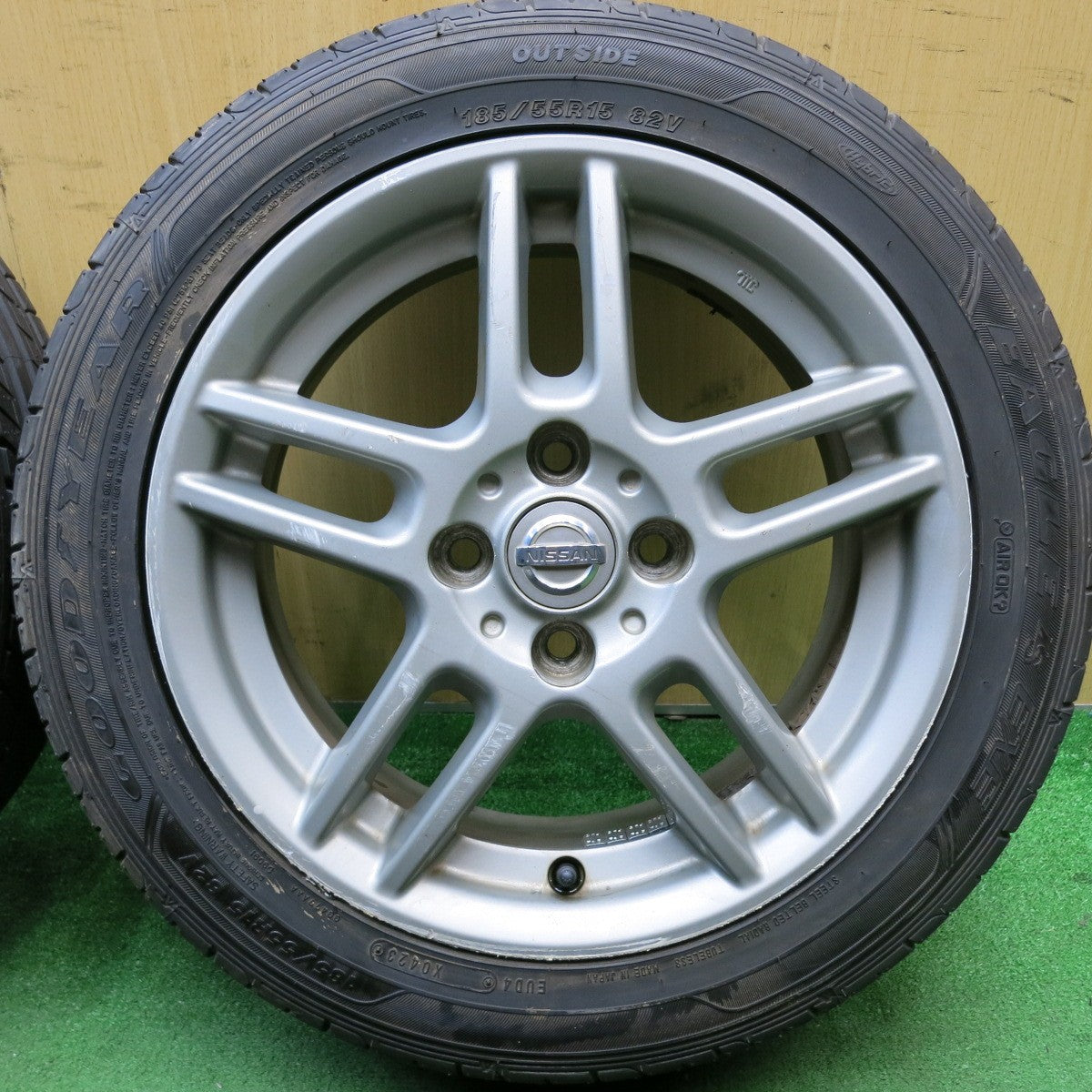 バリ溝!23年!9.5分★日産 K12 マーチ 12SR 純正 ENKEI 185/55R15 グッドイヤー イーグル LS EXE 15インチ PCD100/4H★5061302HAノ