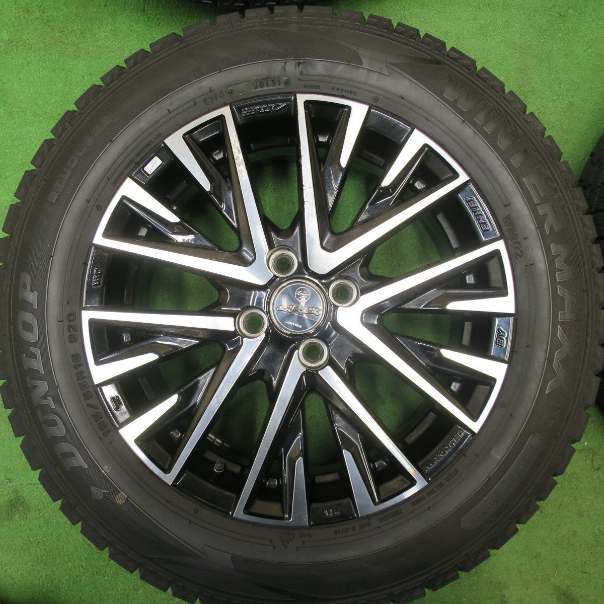 バリ溝!21年!9.5分★スタッドレス 195/65R16 ダンロップ ウインターマックス WM02 SMACK ENKEI AME スマック エンケイ 16インチ PCD100/4H★5052603TTス