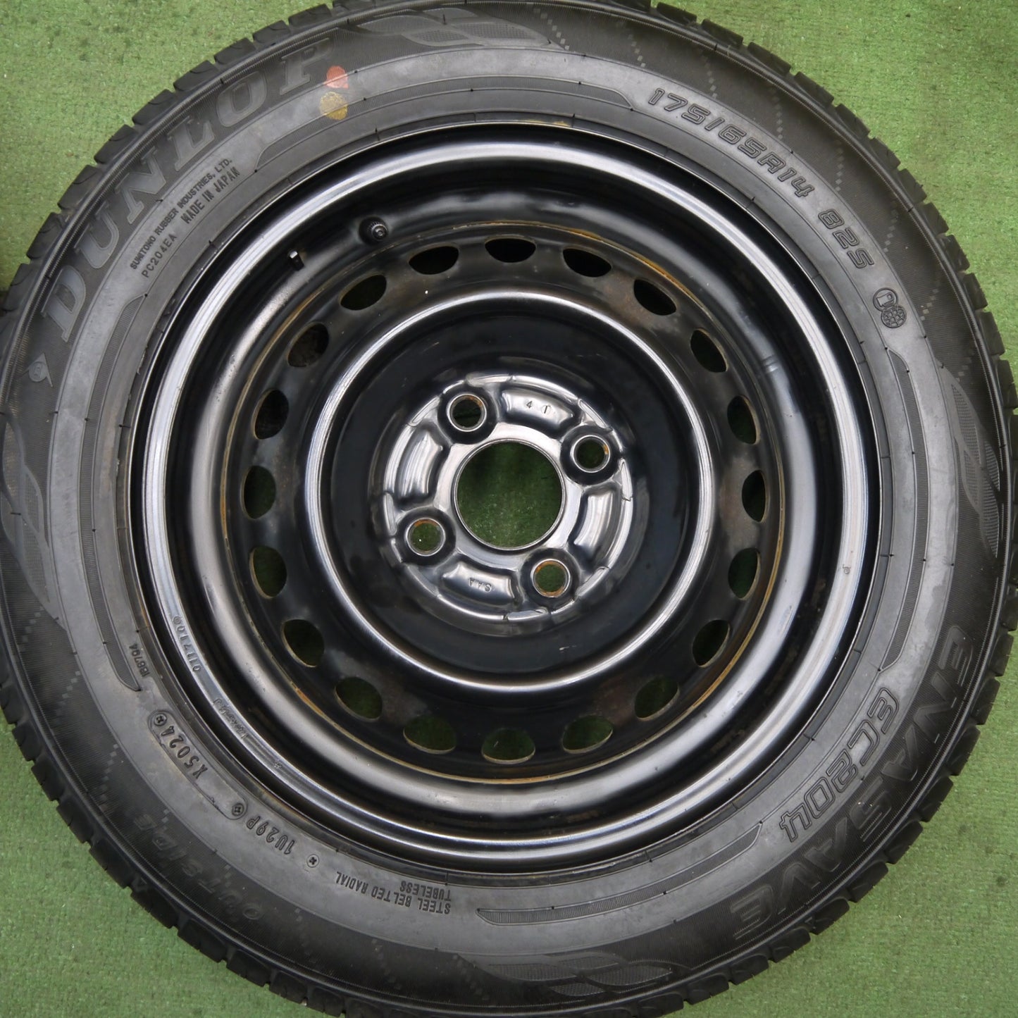 タイヤほぼ未使用!24年★175/65R14 ダンロップ エナセーブ EC204 スチール ホイール 14インチ PCD100/4H★5080401Hノ