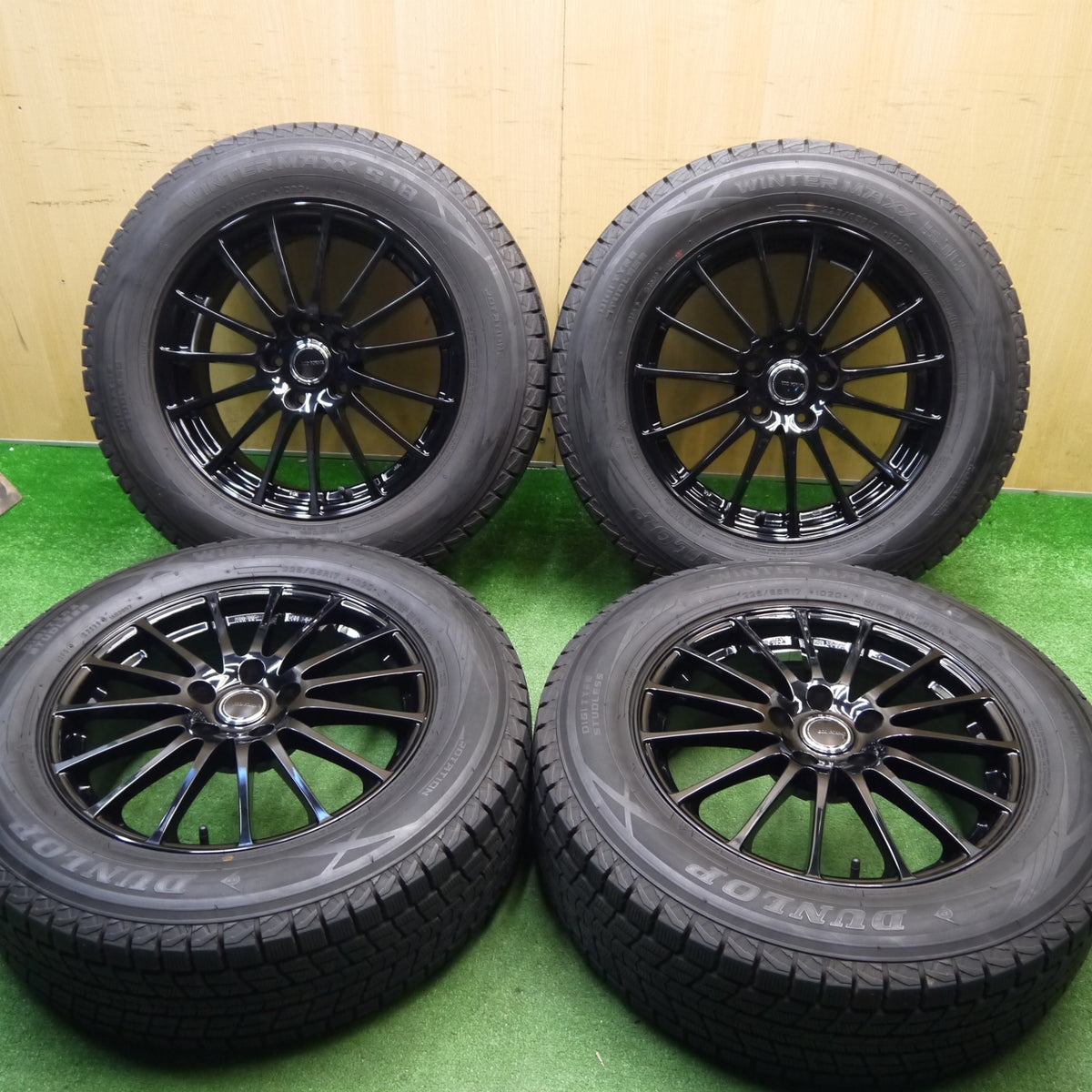 バリ溝!キレイ!9分★スタッドレス 225/65R17 ダンロップ ウインターマックス SJ8 ECO FORME CRS101 エコフォルム 17インチ PCD114.3/5H★5112607Hス