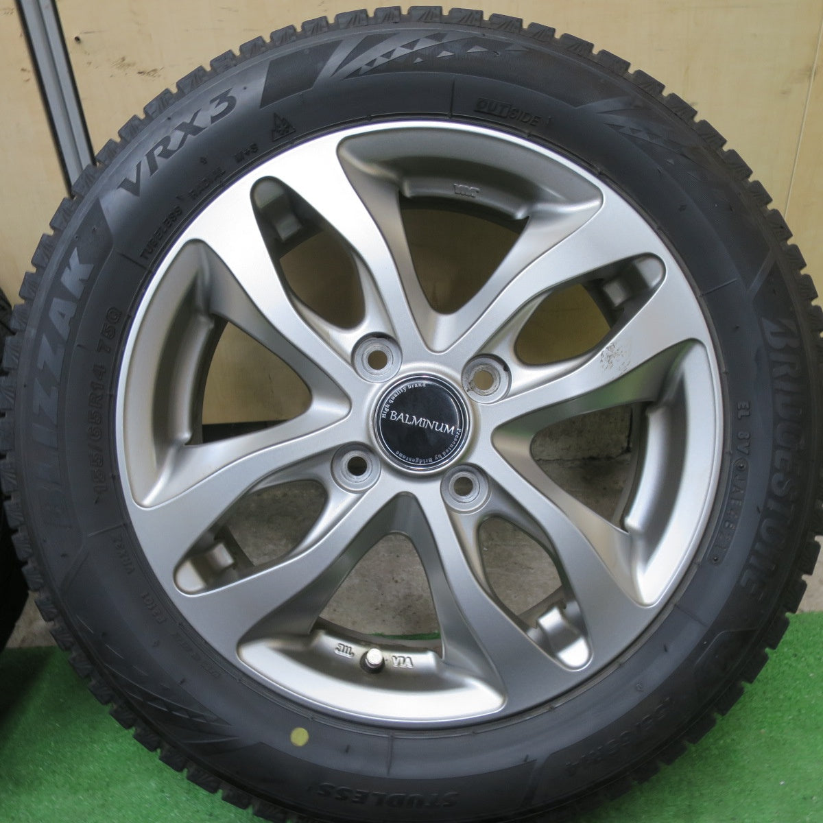 キレイ!21年★スタッドレス 155/65R14 ブリヂストン ブリザック VRX3 BALMINUM バルミナ 14インチ PCD100/4H★5052303TTス
