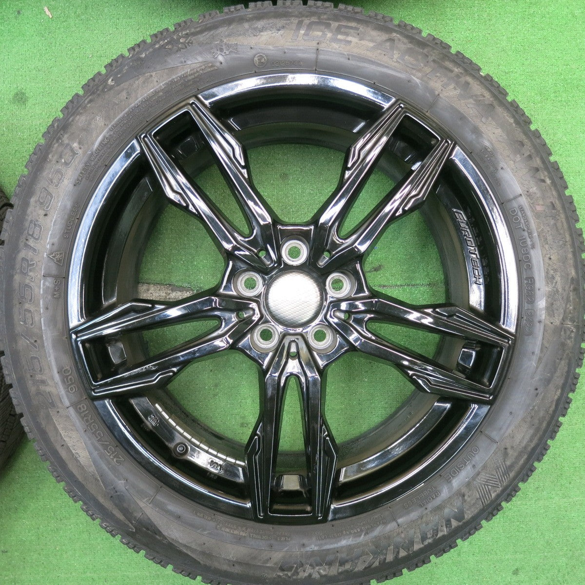 バリ溝!22年!9.5分以上★ボルボ 等 EUROTECH GAYA ELISI 215/55R18 スタッドレス ナンカン アイスアクティバ AW-1 ユーロテック ガヤ エリージ PCD108/5H★5052006TNス