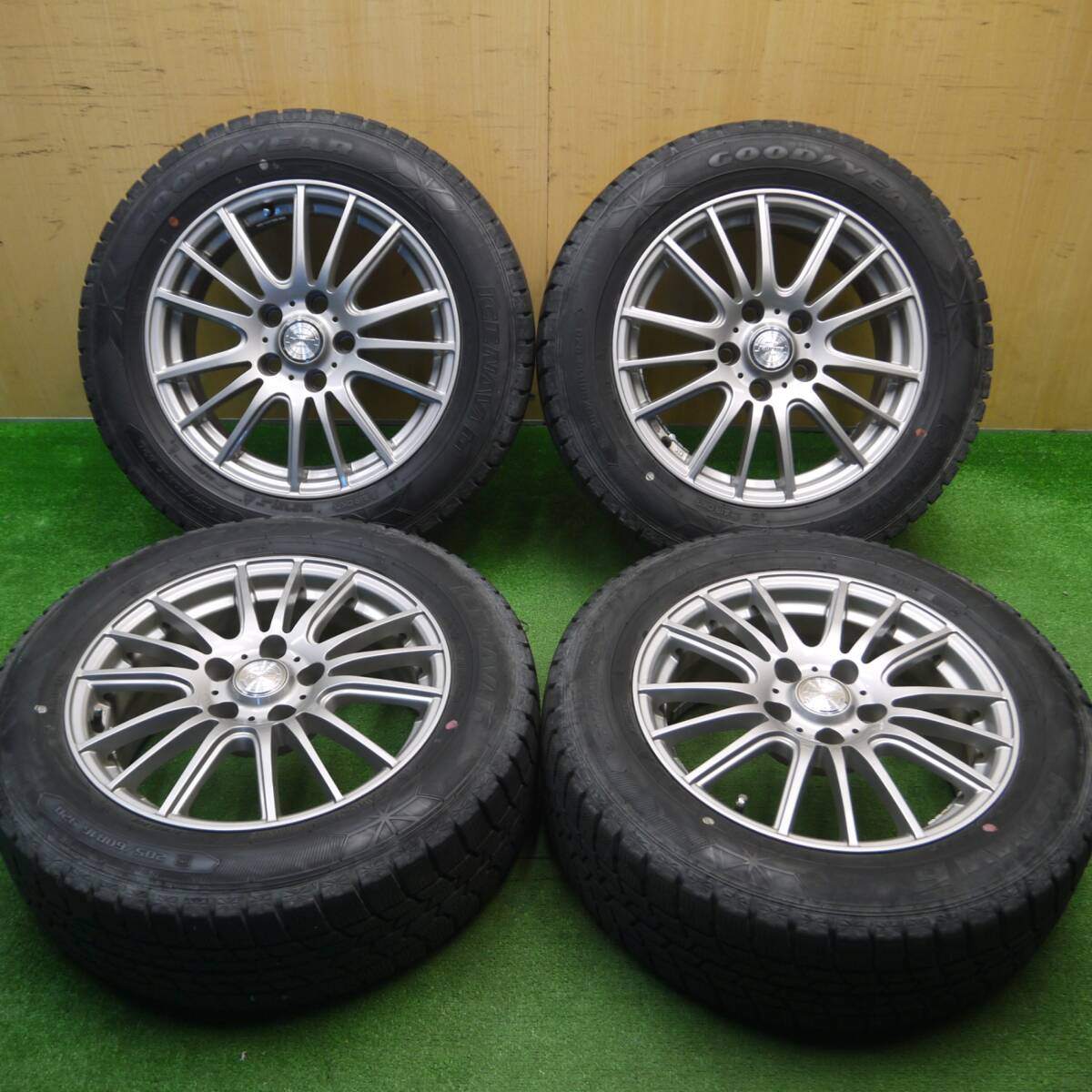 キレイ★スタッドレス 205/60R16 グッドイヤー アイスナビ6 ravrion selzer ラブリオン 16インチ PCD114.3/5H★5010704Hス