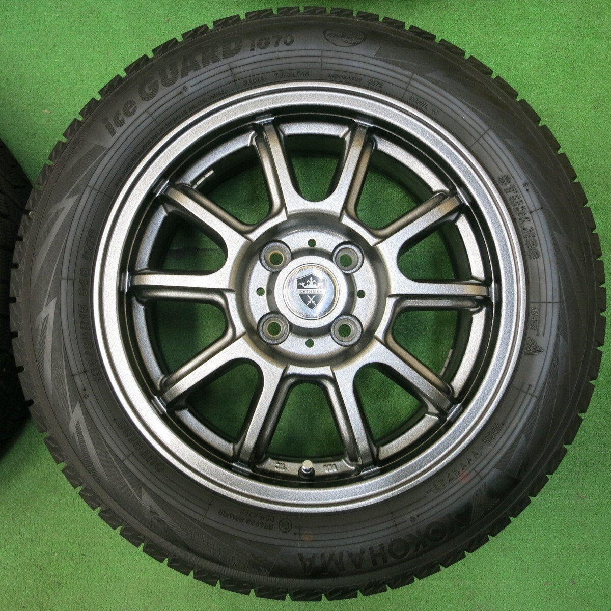 バリ溝 21年 綺麗 ほぼ10分★スタッドレス 185/60R15 ヨコハマ アイスガード iG70 ESTROSA PCD100/4H★4042406イス