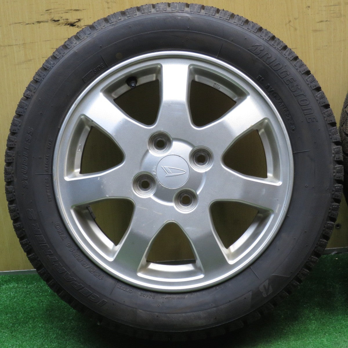 超バリ溝!24年!ほぼ10分★ダイハツ ムーヴ 純正 155/65R14 スタッドレス ブリヂストン アイスパートナー2 14インチ PCD100/4H★5062002NJス