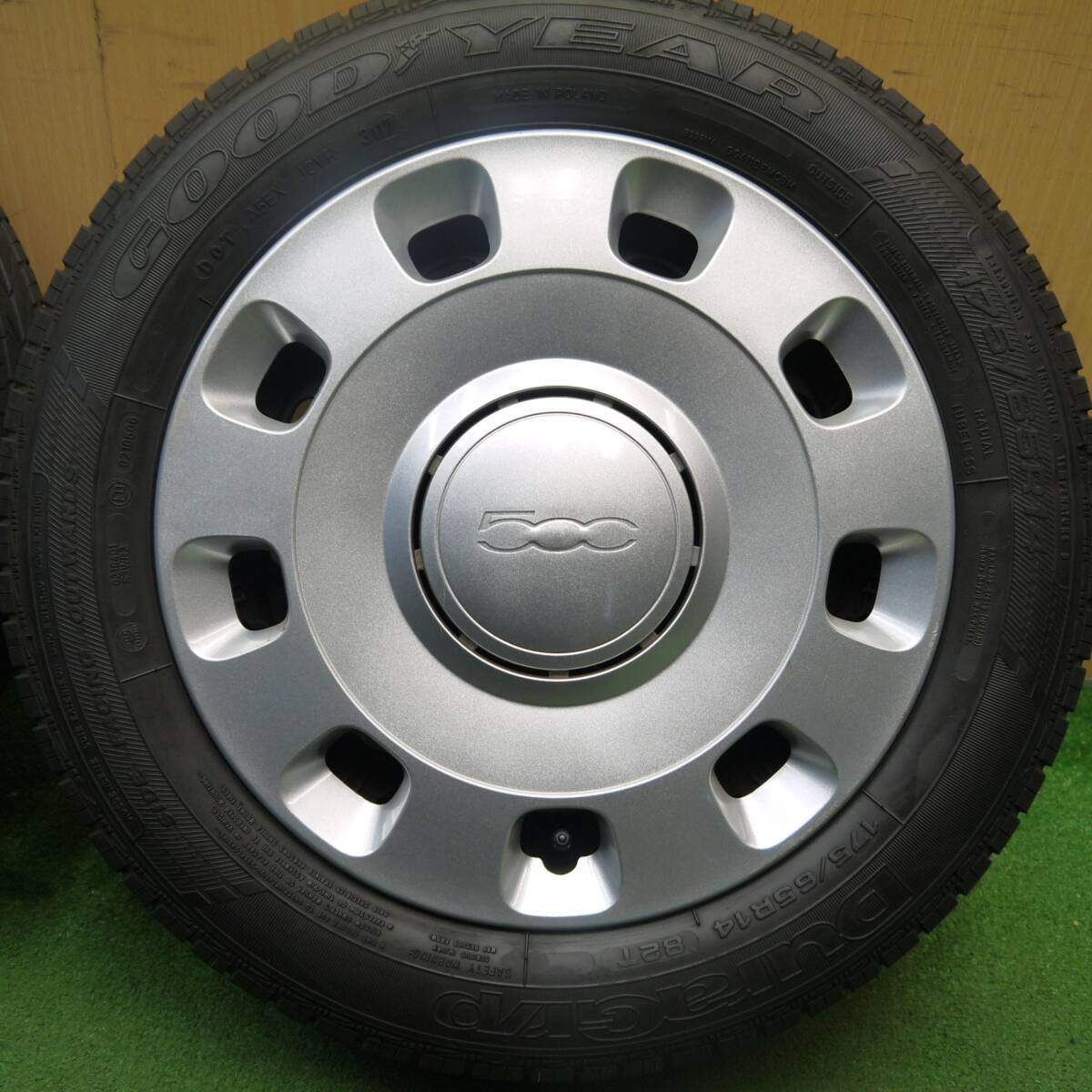 バリ溝!キレイ!9分★フィアット 500 純正 スチール 175/65R14 グッドイヤー DuraGrip 14インチ PCD98/4H★5032802Hノ