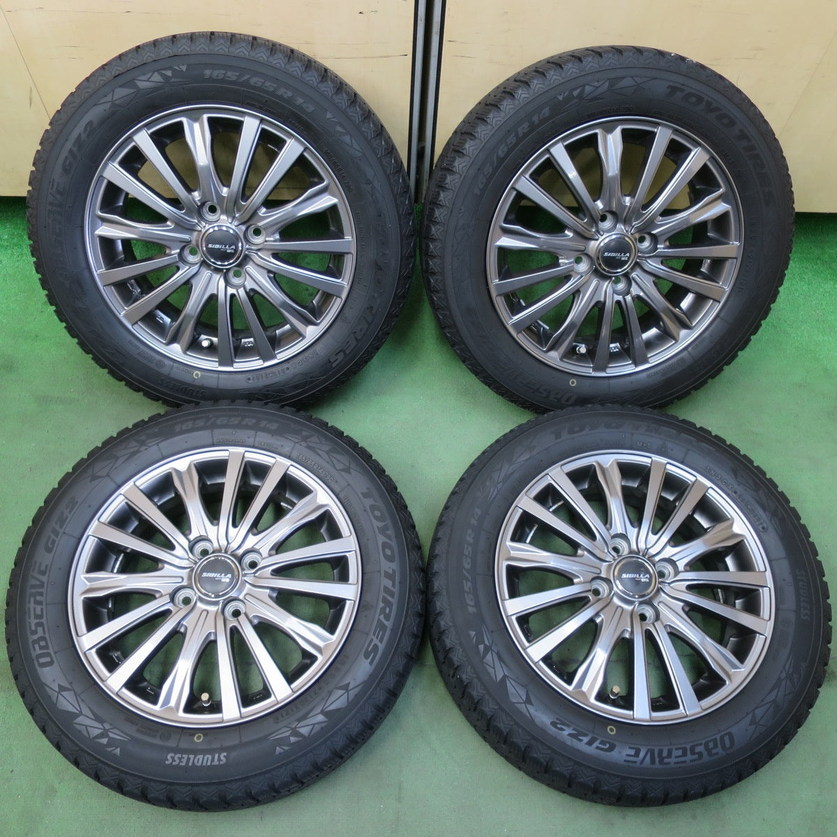 キレイ!21年★スタッドレス 165/65R14 トーヨー オブザーブ GIZ2 SIBILLA NEXT W5 シビラ 14インチ PCD100/4H★5110811イス