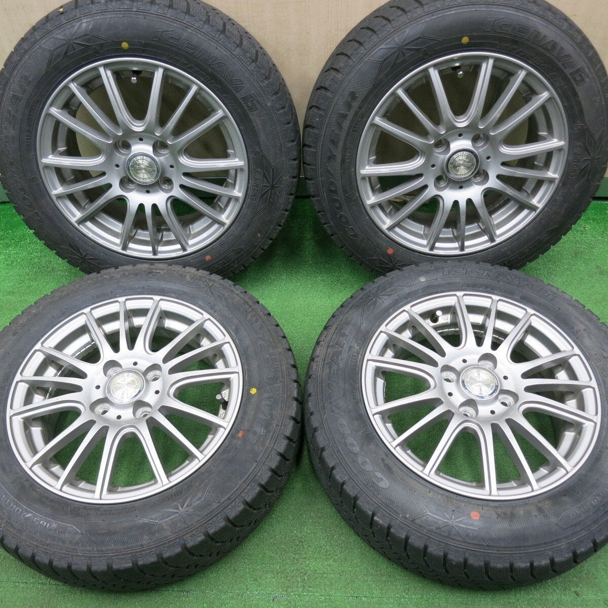 バリ溝!9分★スタッドレス 165/70R14 グッドイヤー アイスナビ6 ravrion selzer ラブリオン 14インチ PCD100/4H★5012104NJス