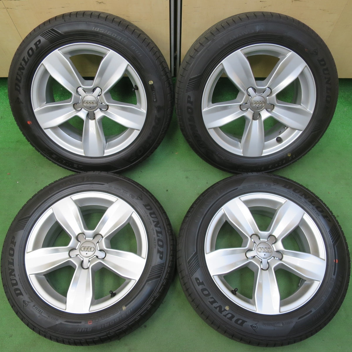 超バリ溝!24年!ほぼ10分★アウディ 8X A1 純正 185/60R15 ダンロップ LE MANS V+ ルマン 5+ 15インチ PCD100/5H★5062205イノ