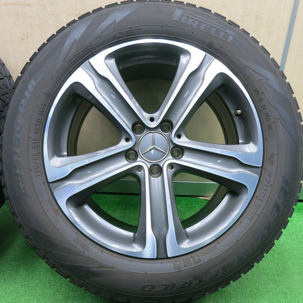 キレイ★ベンツ X253 GLCクラス 純正 235/60R18 スタッドレス ピレリ アイスアシンメトリコ 18インチ PCD112/5H★4111606HAス