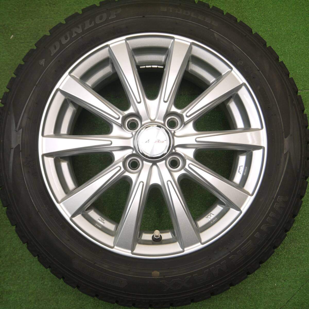 バリ溝!21年!キレイ!9分★スタッドレス 165/65R14 ダンロップ ウインターマックス WM02 JOKER ジョーカー 14インチ PCD100/4H★4121606Hス