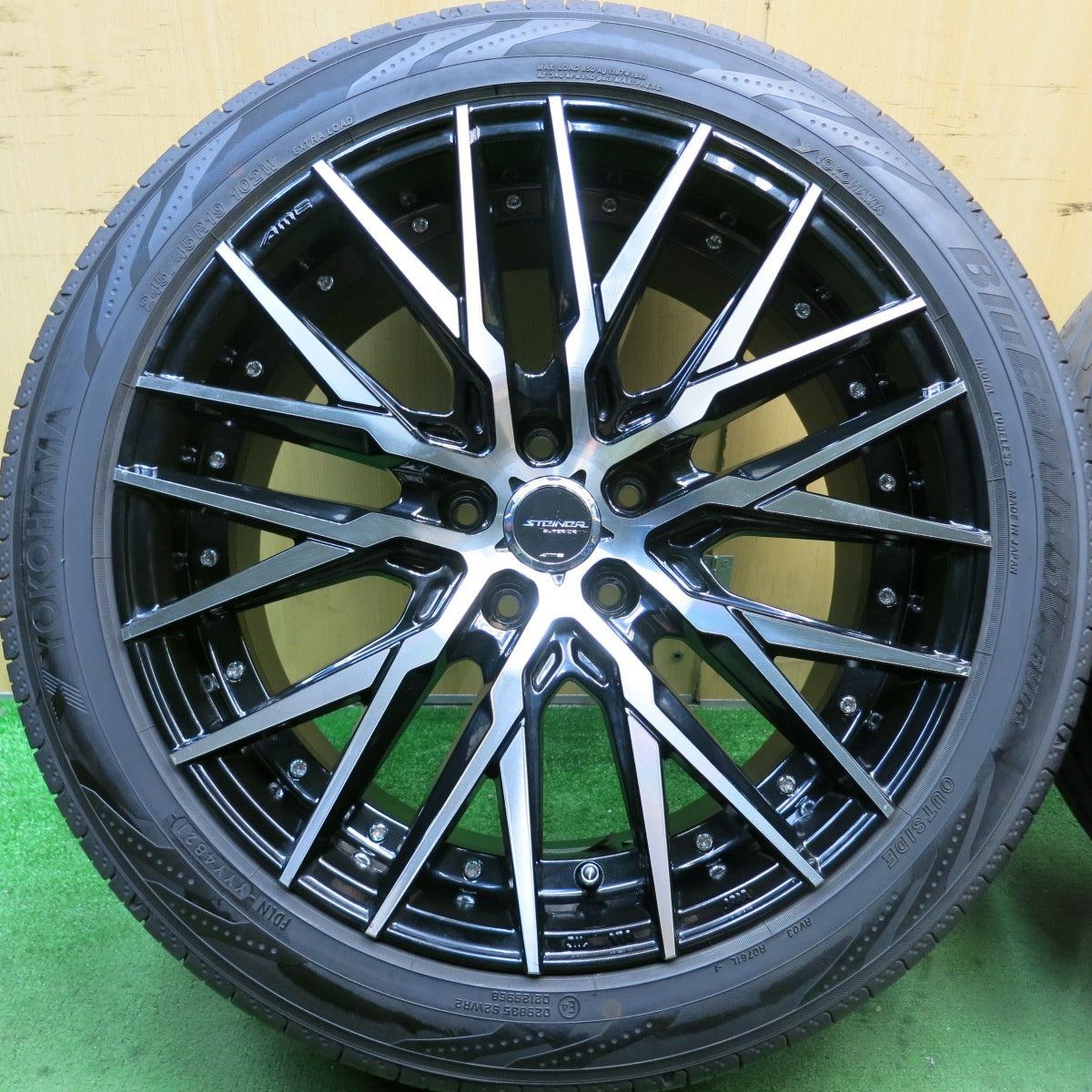 バリ溝!21年!9.5分★STEINER CVX AME 245/45R19 ヨコハマ BluEarth-RV RV03 19インチ シュタイナー PCD114.3/5H★5081605HAノ