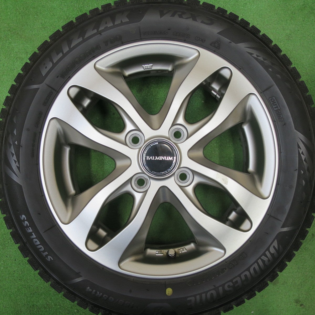 キレイ!21年★スタッドレス 155/65R14 ブリヂストン ブリザック VRX3 BALMINUM バルミナ 14インチ PCD100/4H★5052303TTス